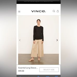 Vince. Essential long sleeve crew, neck T-shirt NWT